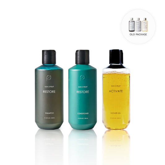 [NEW] SET A – HAIR CARE & SHOWER GEL (L) เซ็ตแชมพูครีมนวดและเจลอาบน้ำจากสารสกัดธรรมชาติ 100% จาก SKIN SYRUP
